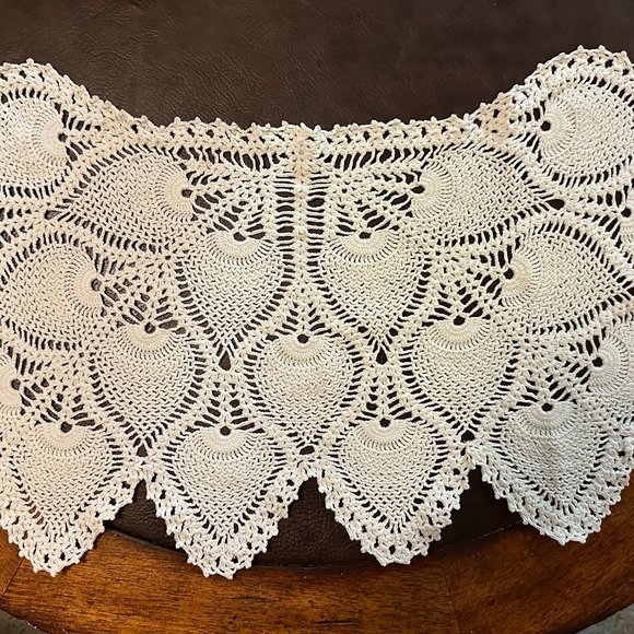 Vintage Antique BOHO Grannycore Crocheted Tablecover 12” X 26” - Picture 1 of 3